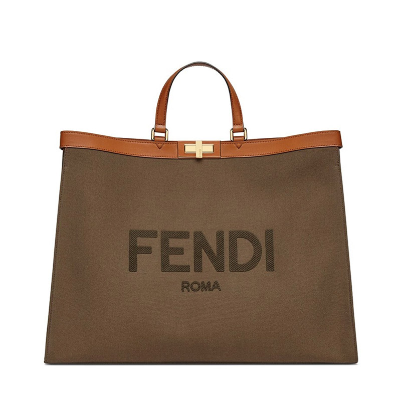 fendi/芬迪 peekaboo tote包中号 字母印字标logo 织物8bh375金扣