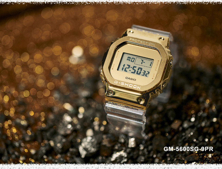 casio/卡西欧 g-shock系列小方块冰川金运动防水男表gm-5600sg-9pr