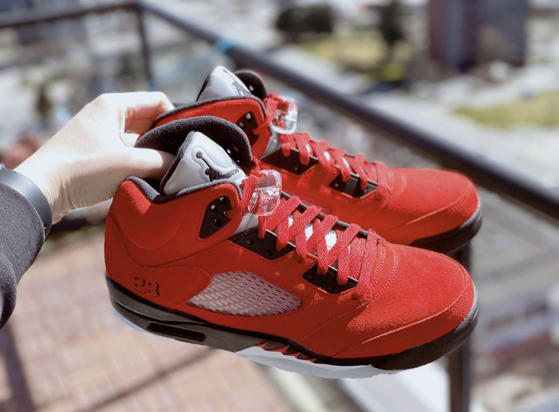 nike/耐克 air jordan 5 男女同款 aj5 黑红 愤怒的公牛 大红麂皮