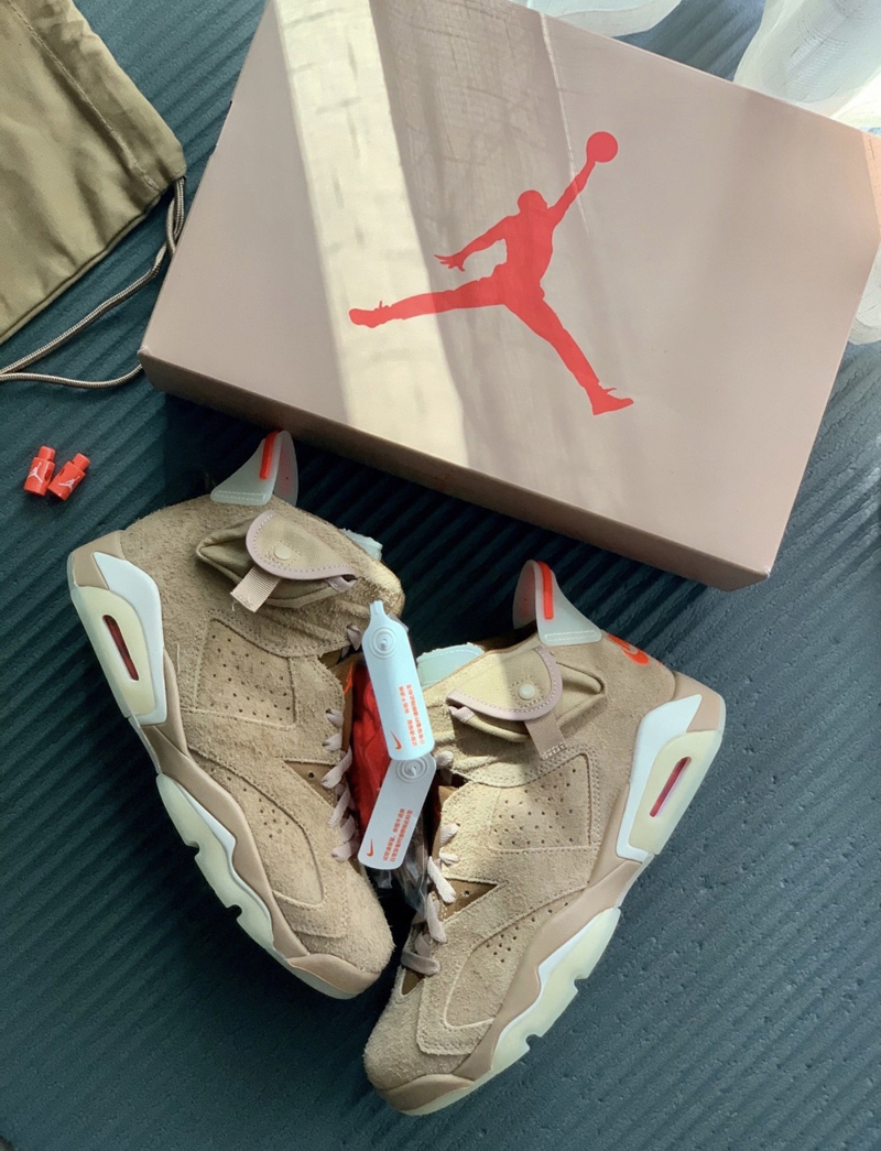 nike/耐克 travis scott x air jordan 6 男女同款 aj6 卡其棕 ts联名