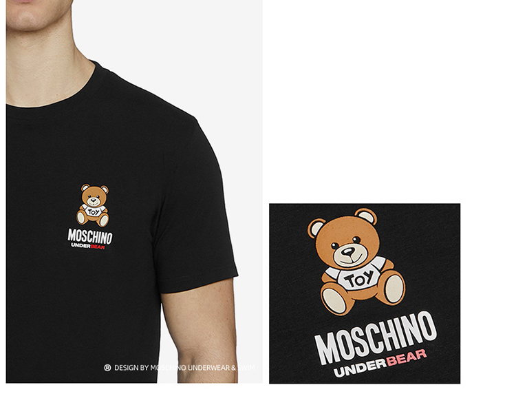 moschino/莫斯奇诺 【大陆现货】新品男士短袖t恤经典小熊标志纯色