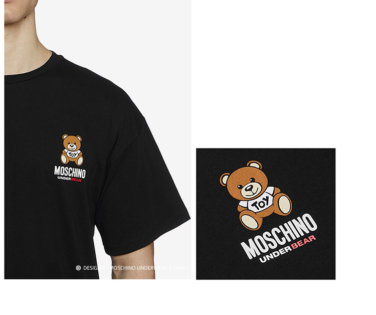 moschino/莫斯奇诺【大陆现货】新品男士短袖t恤经典logo小熊标志