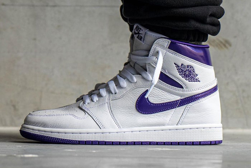 nike/耐克 air jrodan 1 high og court purple男女同款 aj1 白紫