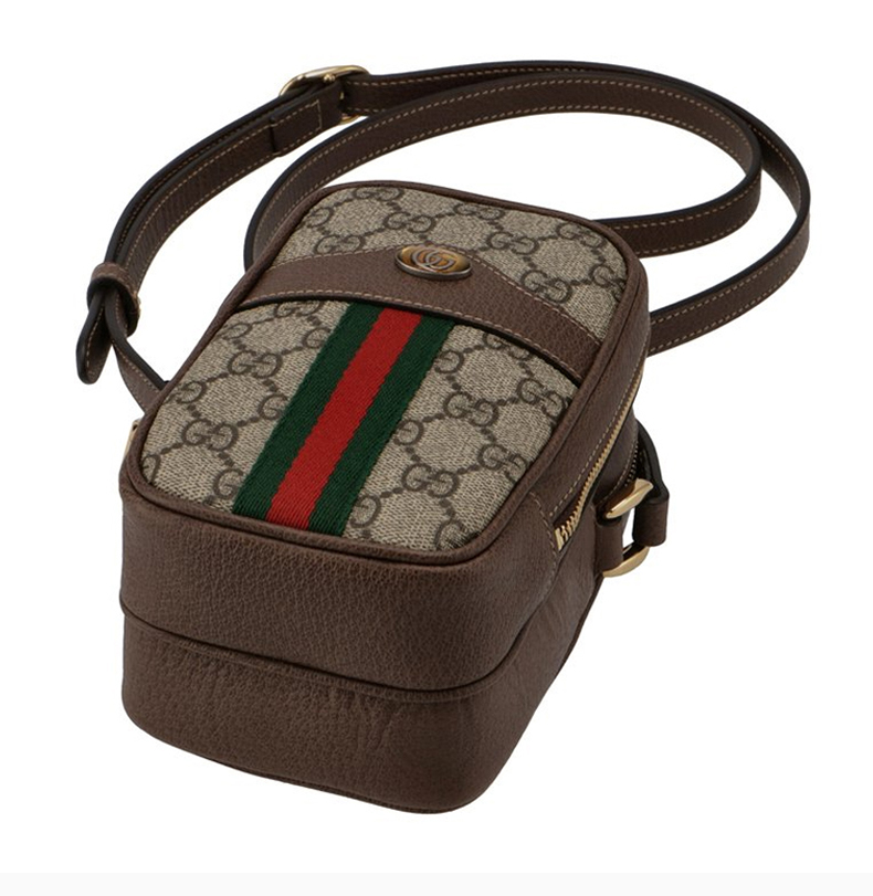 【gucci古驰 斜挎包】gucci/古驰 女士拼色帆布配皮经典双g印花字母