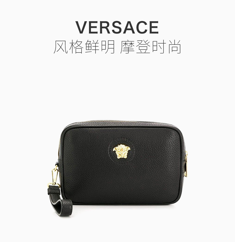 【包税】versace/范思哲 男女同款中性黑色小牛皮经典美杜莎头像装饰