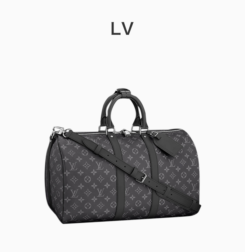 louis vuitton/路易威登 keepall 45 系列 男士黑灰色特殊涂层帆布