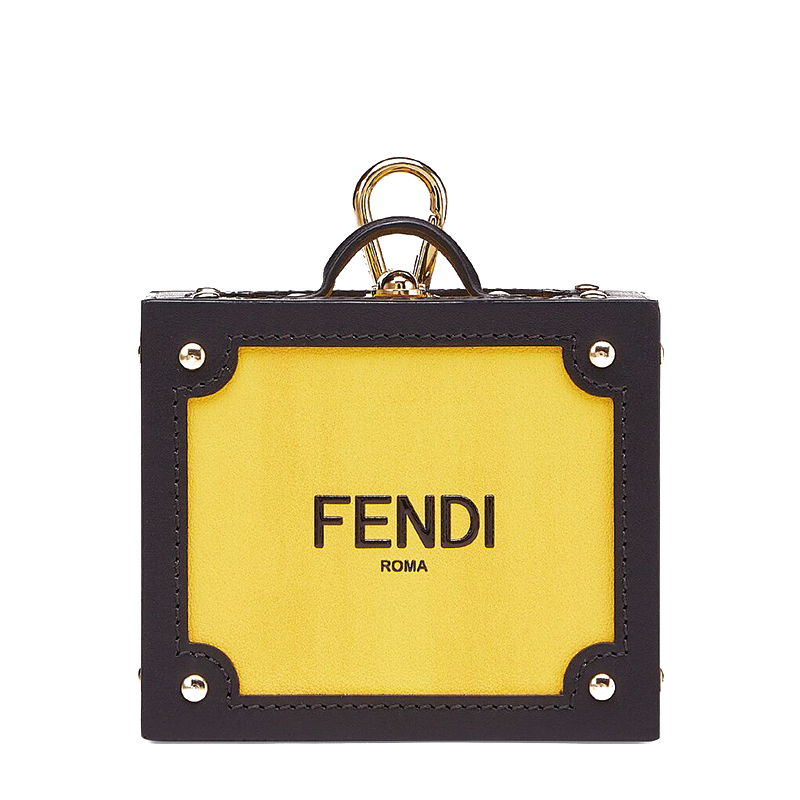 【包税】fendi/芬迪 2021秋冬新款 男士黄色小牛皮fendi roma印花方形