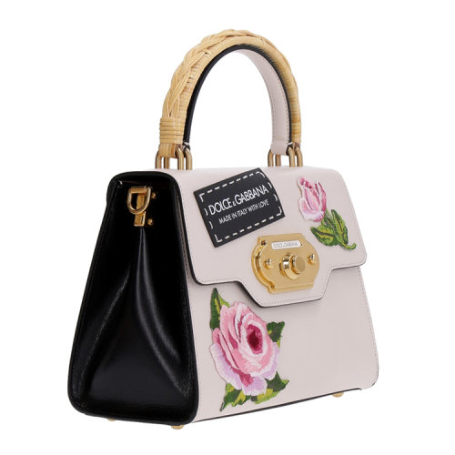 【18春夏】 dolce&gabbana/杜嘉班纳 女士 真皮 手提包 logo装饰 刺绣