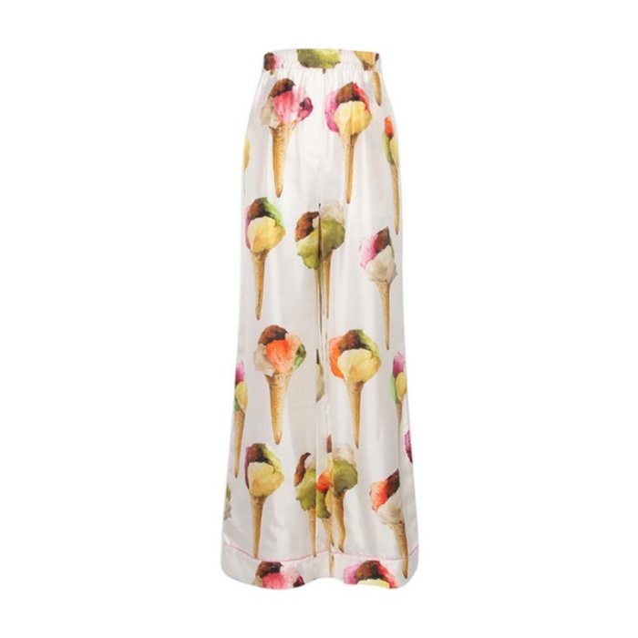 Dolce & Gabbana 杜嘉班纳女士印花图案长款阔腿裤