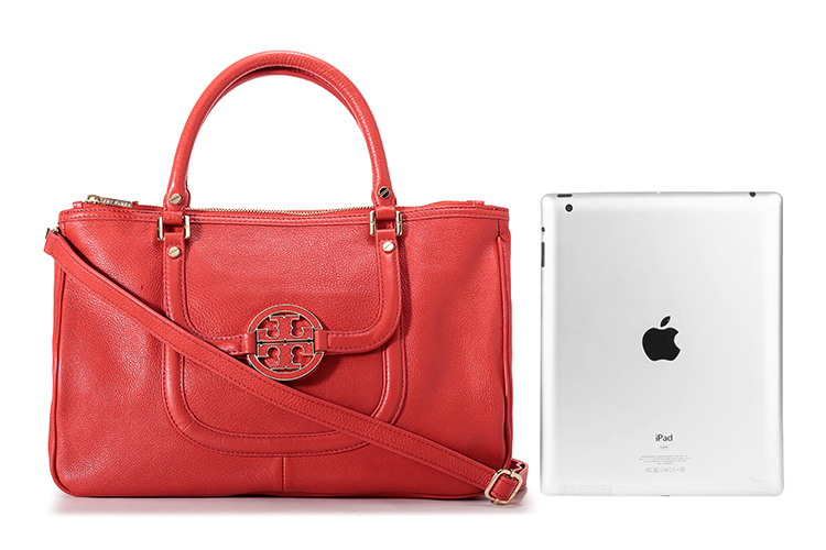 tory burch(汤丽柏琦#橙红色皮质女士手提两用包