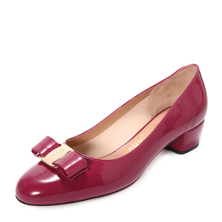 salvatore ferragamo(菲拉格慕) #紫红色漆皮女士中跟皮鞋7