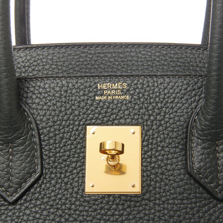 hermes(爱马仕) 英国绿皮质金扣手提包birkin 30