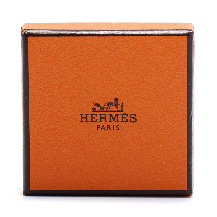 hermes(爱马仕) 红色珐琅方形玫瑰金色h扣耳钉