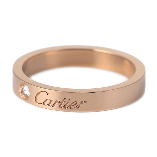 cartier(卡地亚) 18k玫瑰金logo单钻戒指51