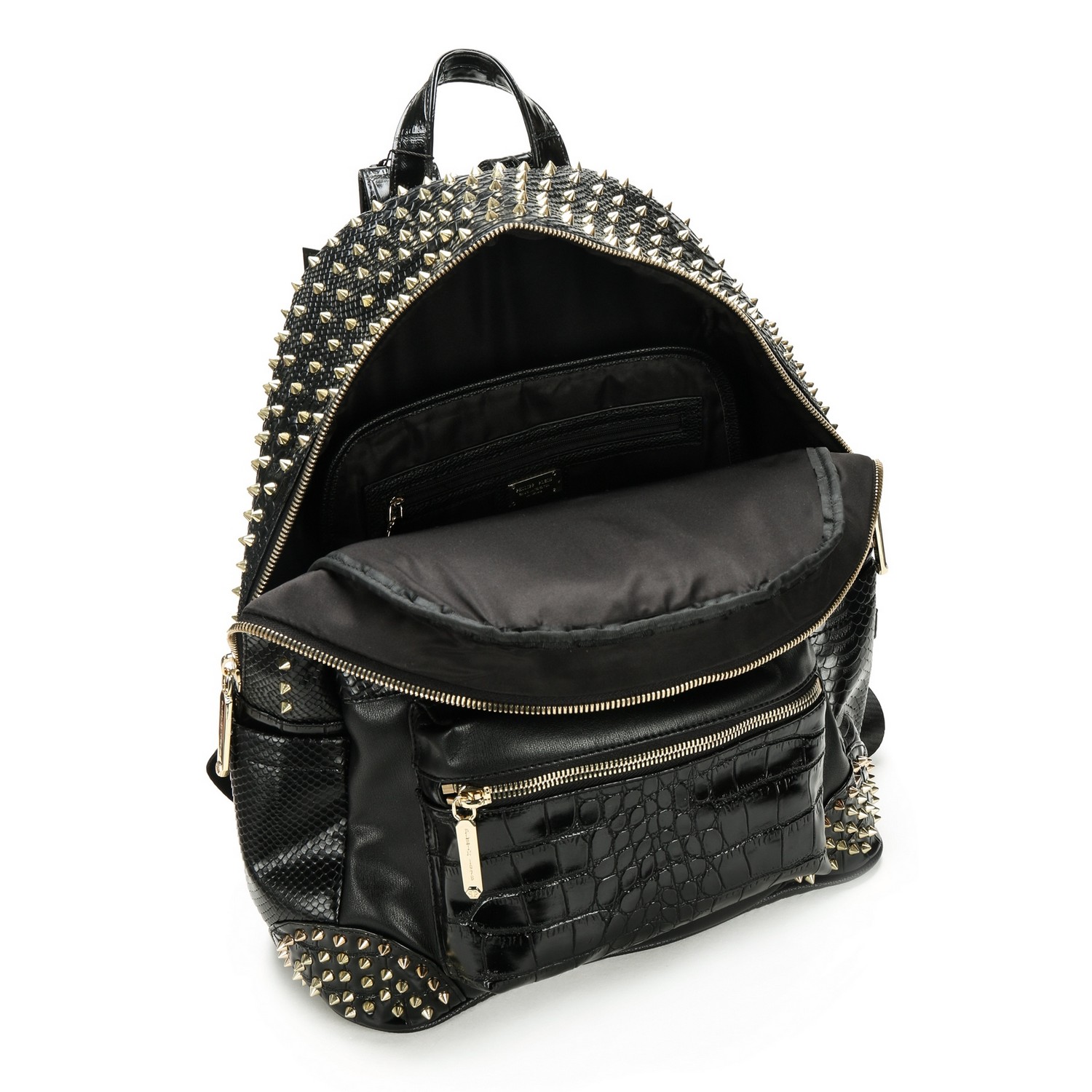 philipp plein/philipp plein鳄鱼皮效果黑色双肩包