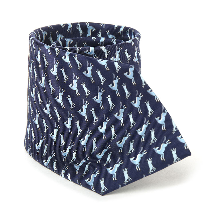 HERMES(爱马仕) 蓝色小马图案领带