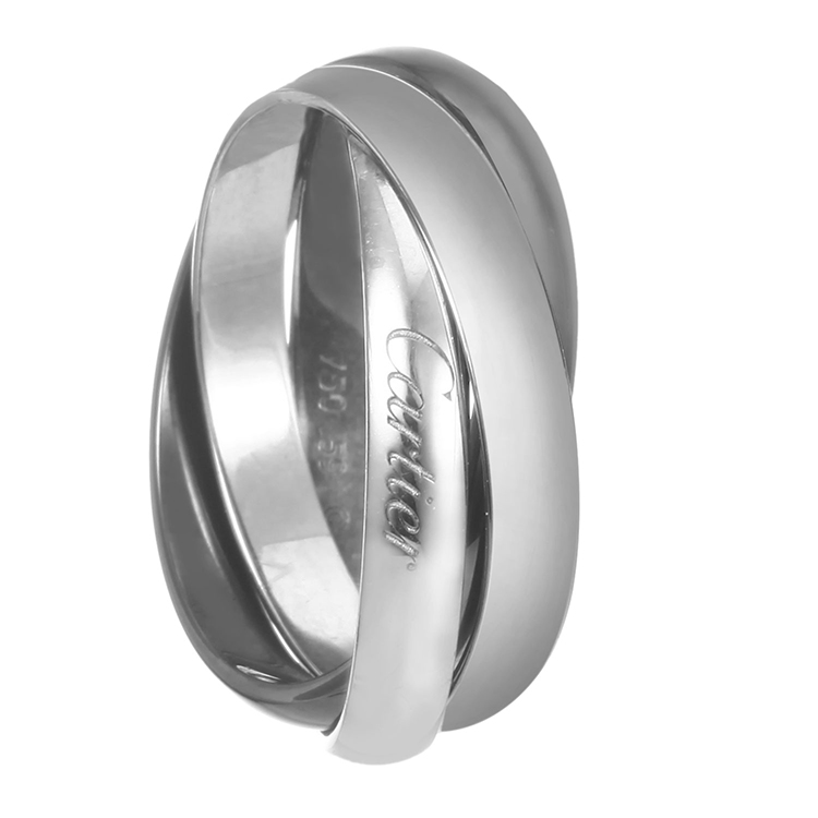 cartier(卡地亚) trinity系列18k白金/陶瓷三环戒指59