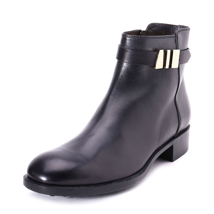 tod"s(托德斯) #女士 牛皮 时尚典雅 金属点缀 靴子 gb 37.5 黑色