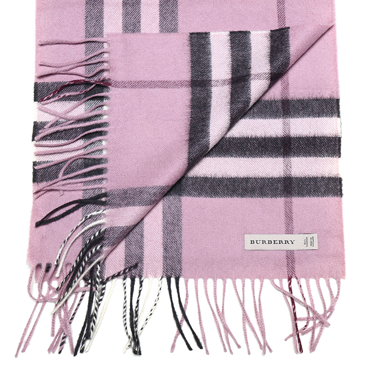 burberry(博柏利) 粉色经典格纹羊绒围巾30×168