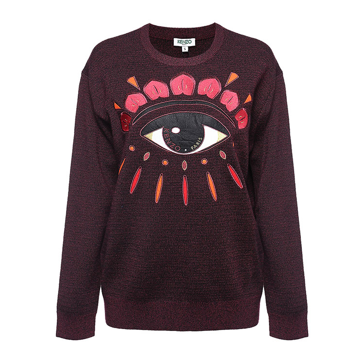 kenzo(高田贤三) #紫红色眼睛图案长袖套头毛衣 s
