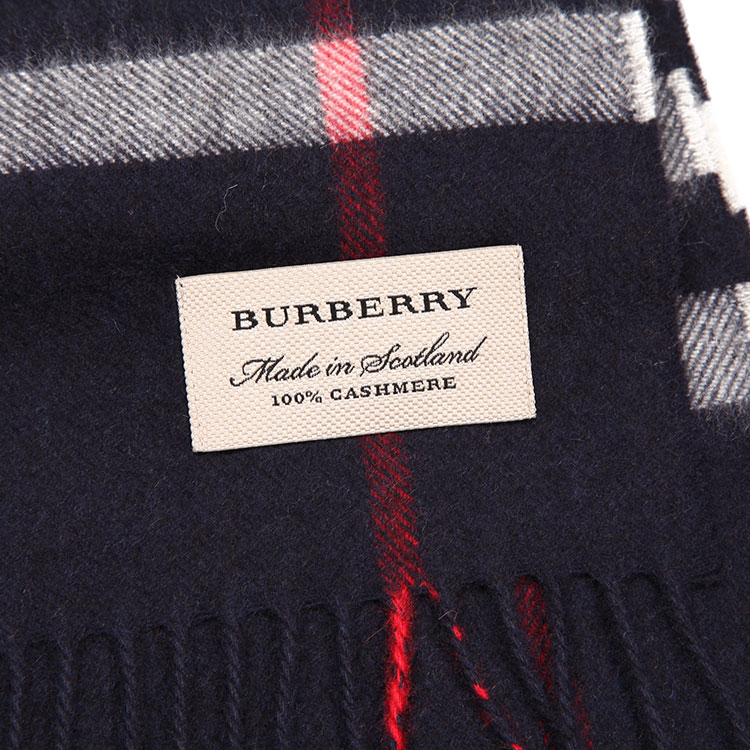 burberry(博柏利) 海军蓝橘格羊绒围巾 30×168