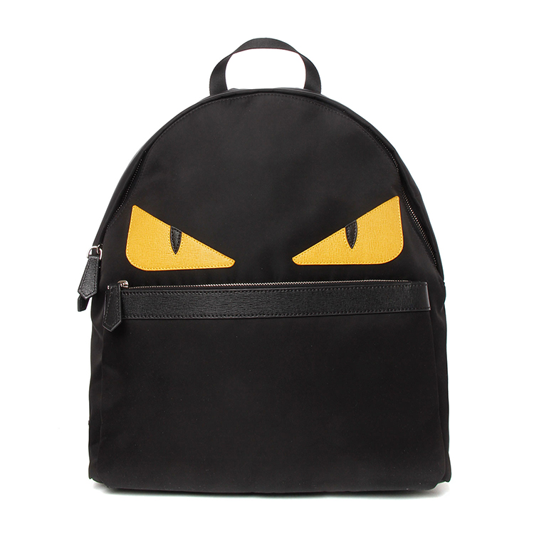 【FENDI芬迪 双肩包】FENDI(芬迪) 黑色尼龙黄眼睛小恶魔双肩包【正品 价格 图片】 - 寺库网
