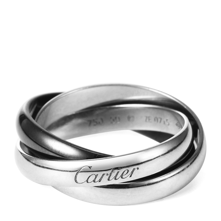 cartier(卡地亚) trinity系列18k白金/陶瓷三环戒指59