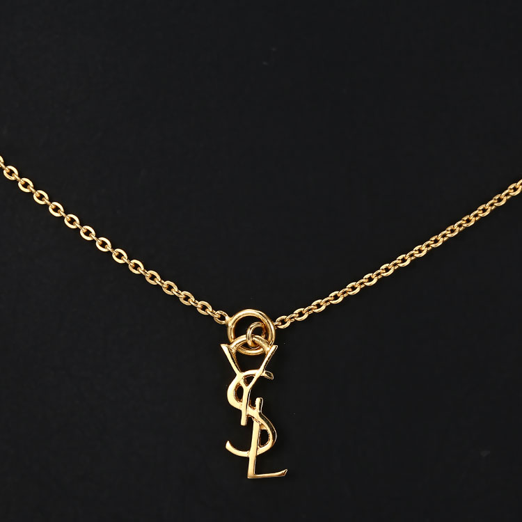 yves saint laurent(圣罗兰) #金色经典logo 925银镀金色项链