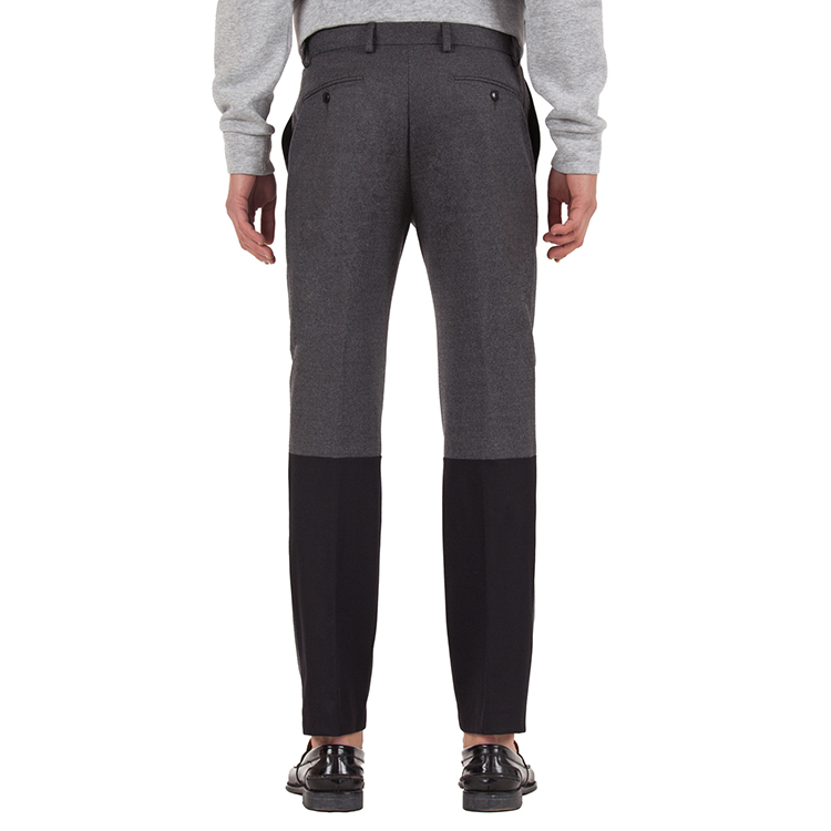 two italian boys 灰色羊毛背面拼色男裤 pantalone fefo a eu