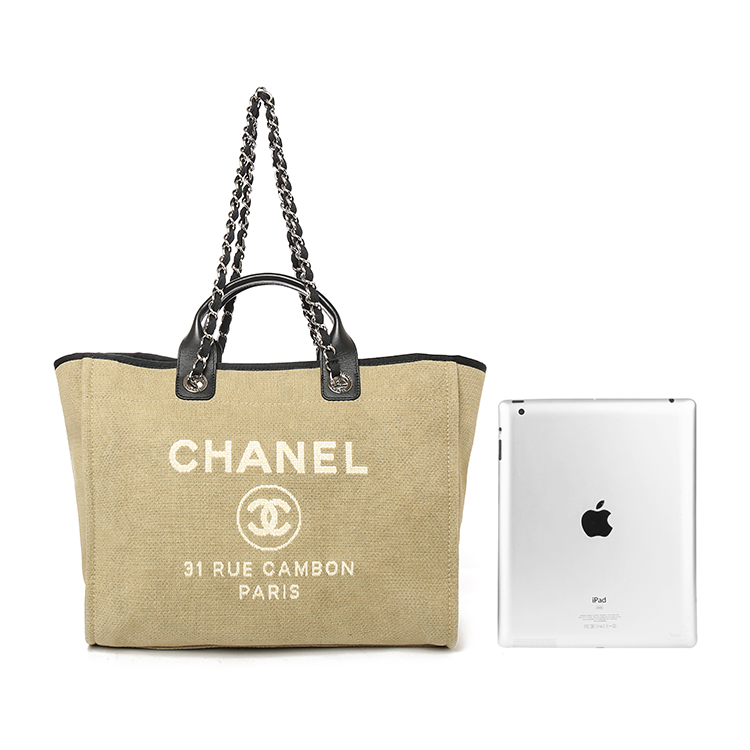 chanel(香奈儿) 卡其色帆布两用包