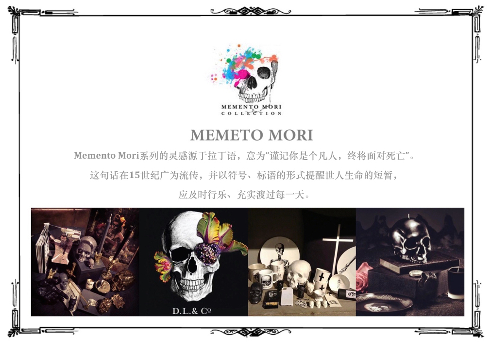 l. & co memento mori 格状杯身银色骷髅水晶镶嵌蜡烛杯 1218s