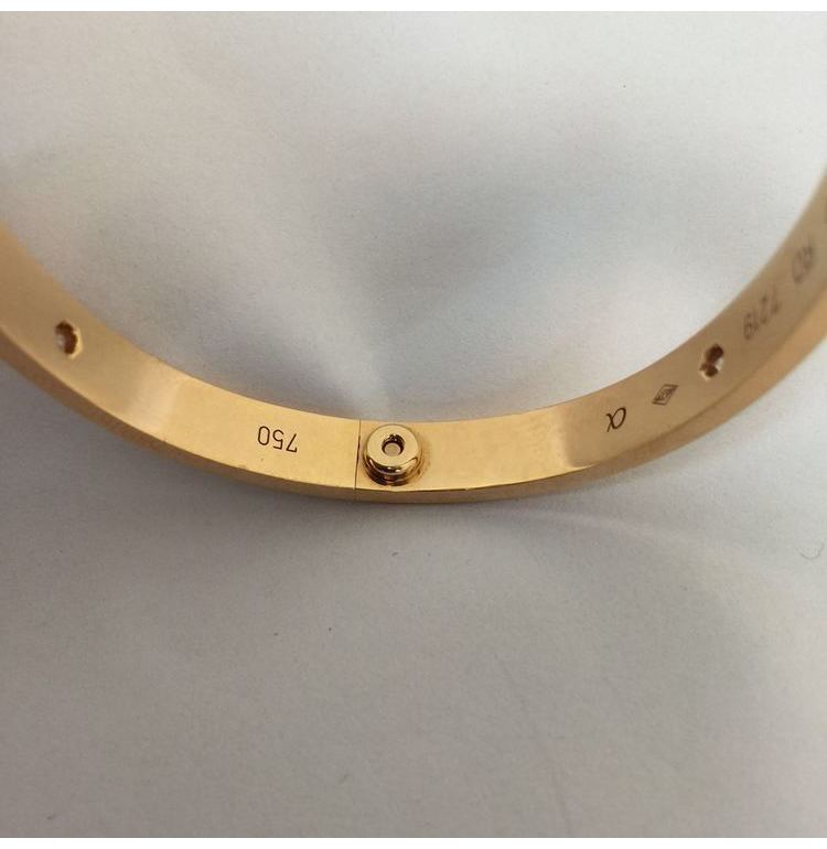 cartier(卡地亚 love系列18k玫瑰金四钻手镯17#ch