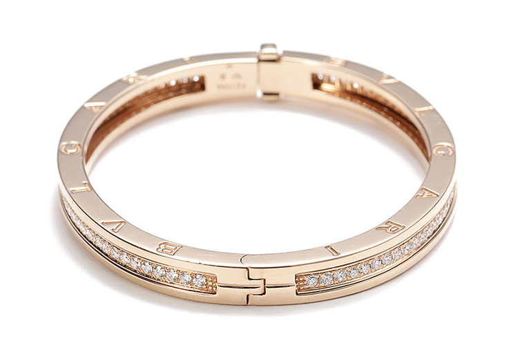 BVLGARI(宝格丽) 18k玫瑰金带钻手镯 S#