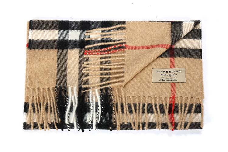 burberry(博柏利#驼色经典格纹羊绒围巾 168*30cm