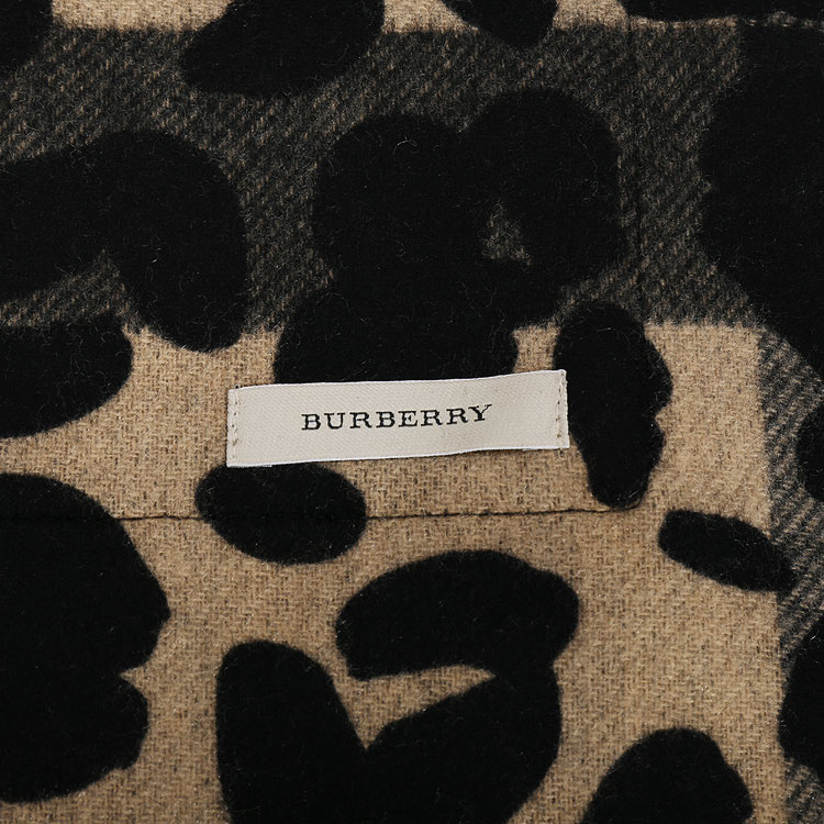 burberry(博柏利) 黑色/卡其色涂鸦花纹羊绒披肩40×190cm