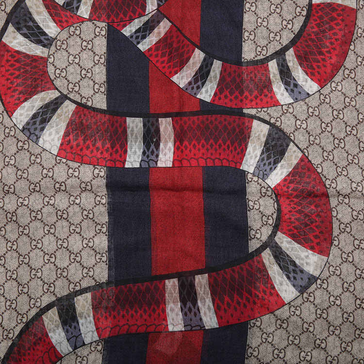 gucci(古驰) 2016秋冬新款羊毛印花蛇形图案围巾
