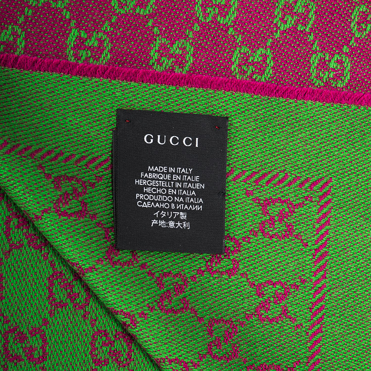 gucci(古驰) #紫/绿色经典logo印花双面围巾 48*180cm