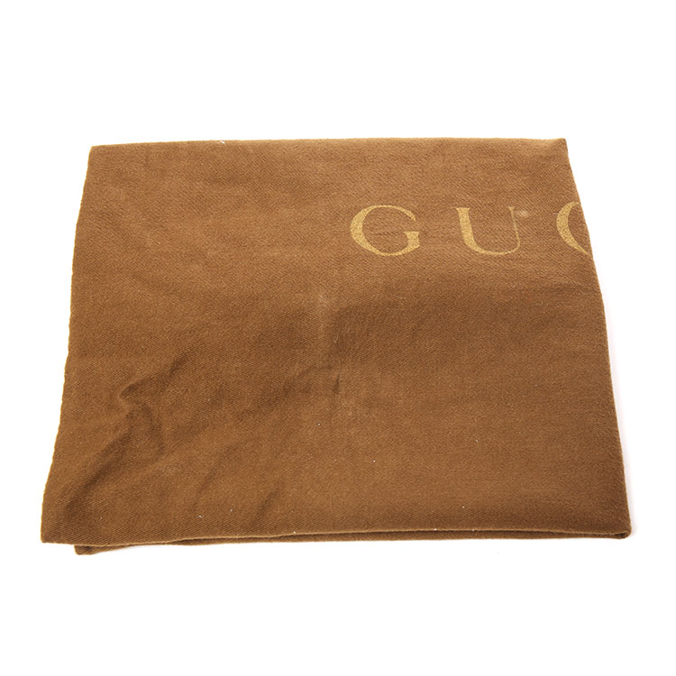 gucci(古驰) 浅咖色织物深棕色配皮手提包