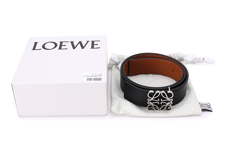 loewe(罗意威#黑/棕两面皮质男士银扣腰带105