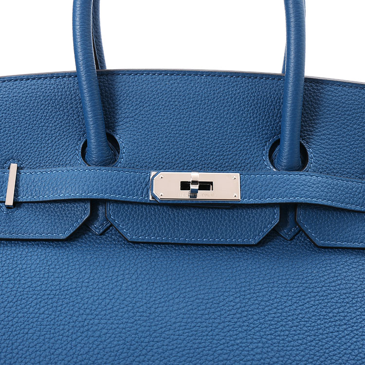 hermes(爱马仕) birkin35蓝色皮质手提包