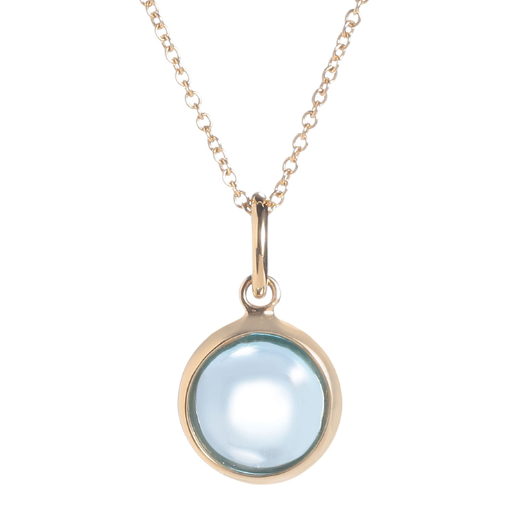 tiffany & co.(蒂芙尼) #18k黄金蓝色托帕石圆形吊坠项链