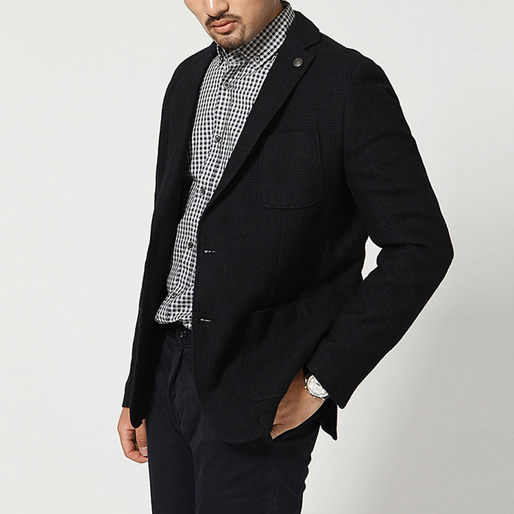 hugo boss/雨果波士男士蓝色格纹羊毛商务时尚西服单衣