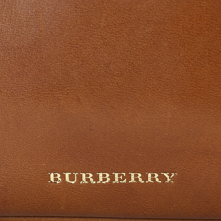 burberry(博柏利) #经典卡其色格纹棕色配皮手拿两用包
