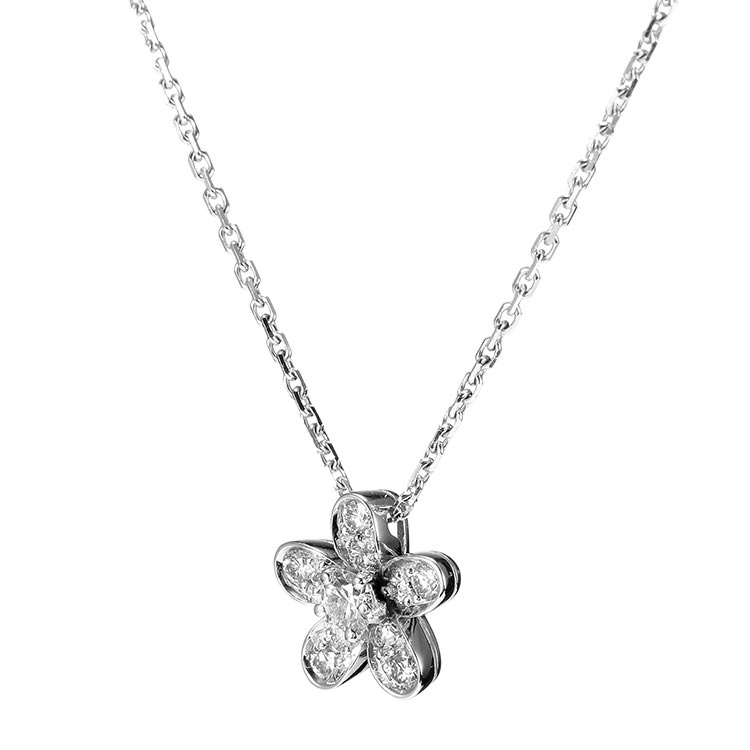 van cleef & arpels(梵克雅宝) socrate系列18k白金镶钻花形项链