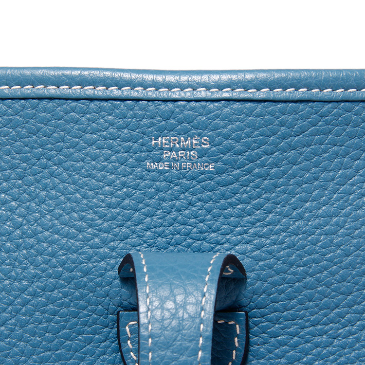 hermes(爱马仕 75牛仔蓝色皮质斜挎包