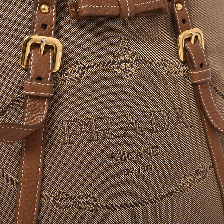 prada(普拉达) 卡其色帆布两用包yh