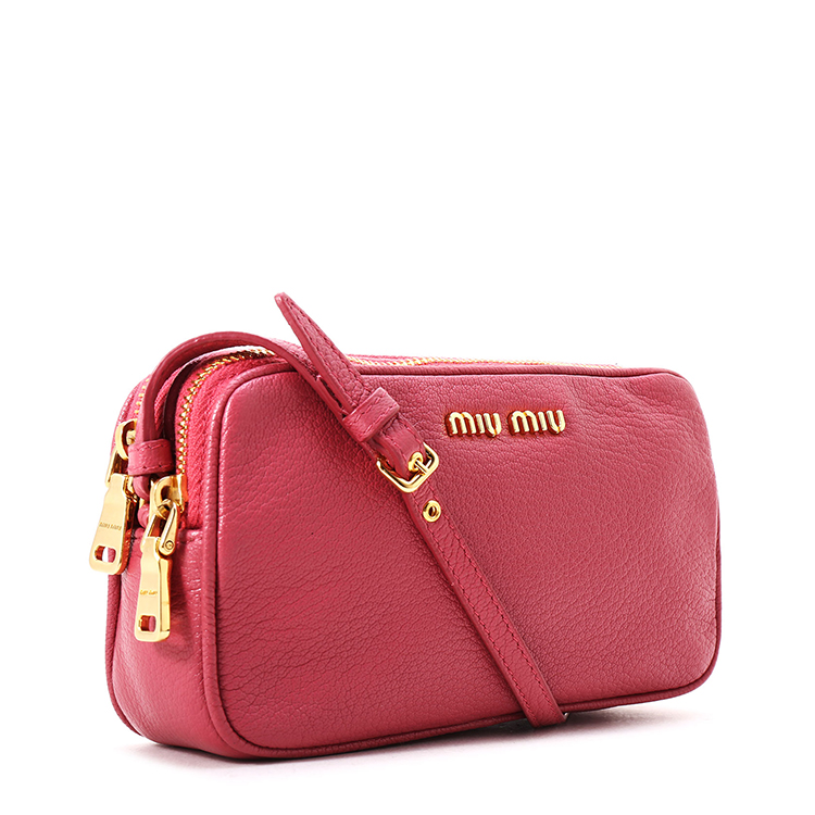 miumiu(缪缪)玫粉色皮质小肩包