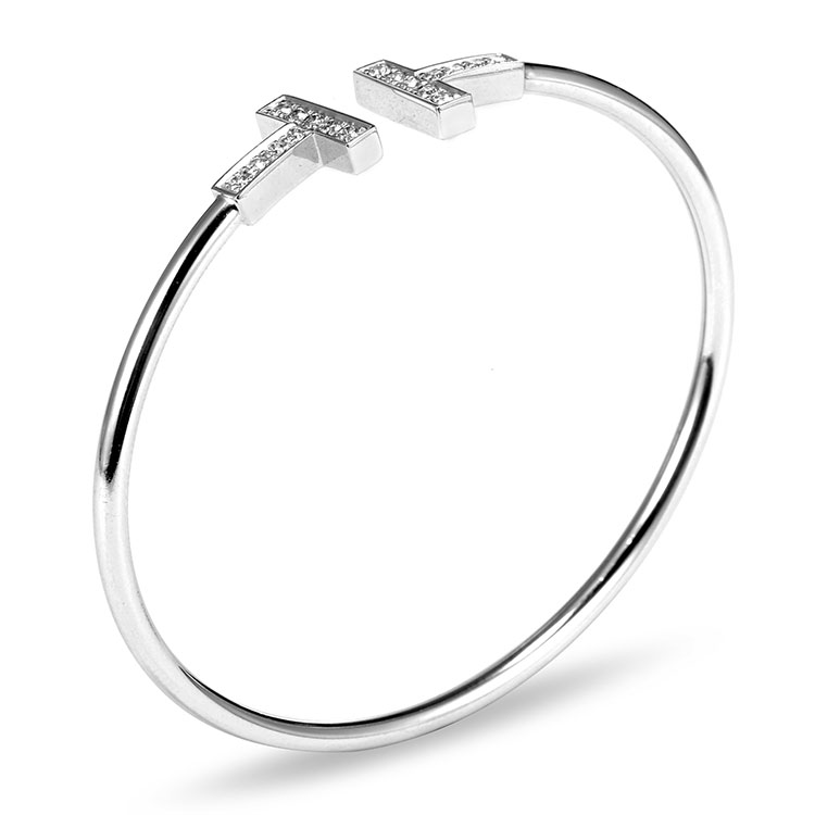 tiffany & co.(蒂芙尼) tiffany t系列18k白金镶钻手镯14.5cm