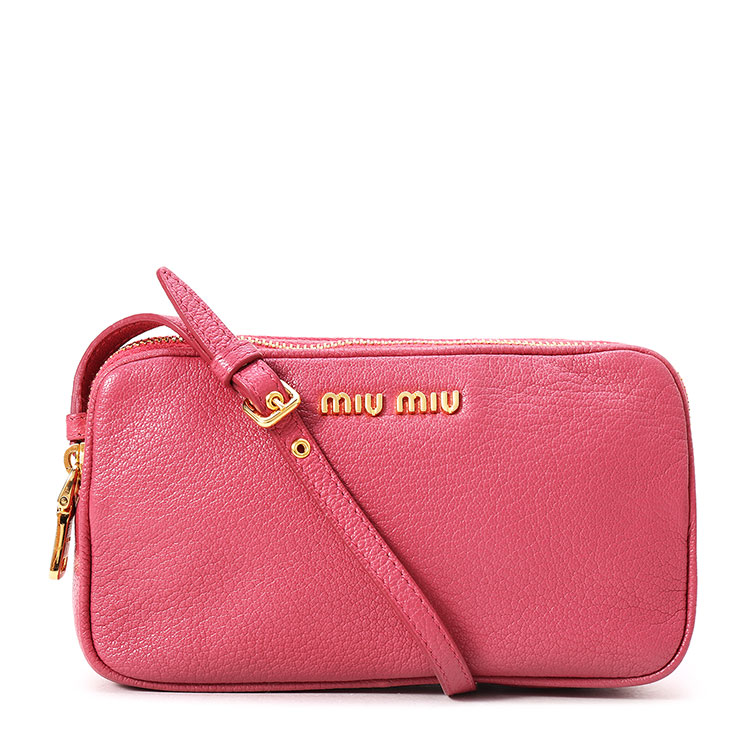 miumiu(缪缪)玫粉色皮质小肩包