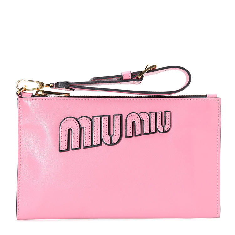 miumiu(缪缪) #粉色皮质logo手包